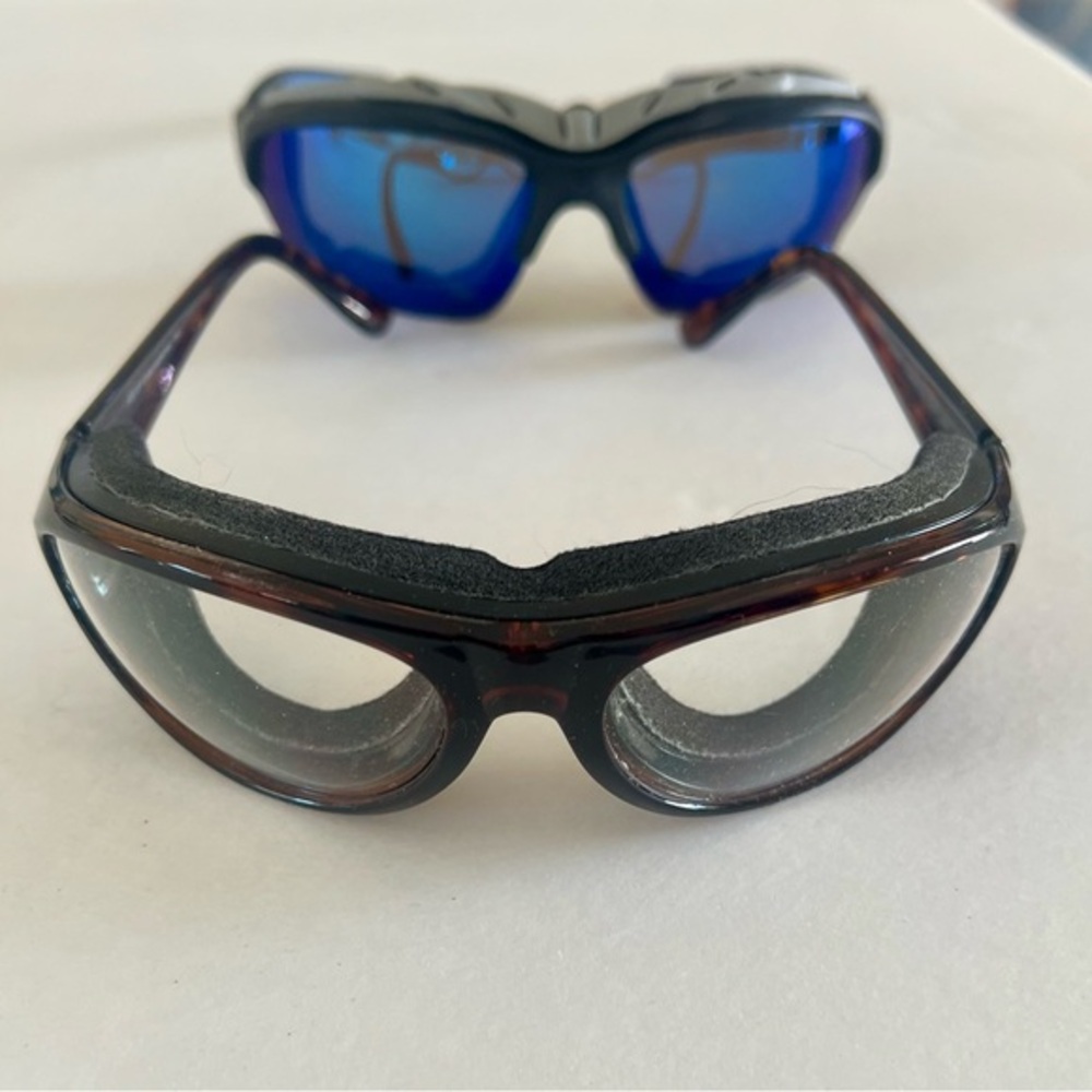 Blue and Brown Protective motorcycle Goggles two pairs